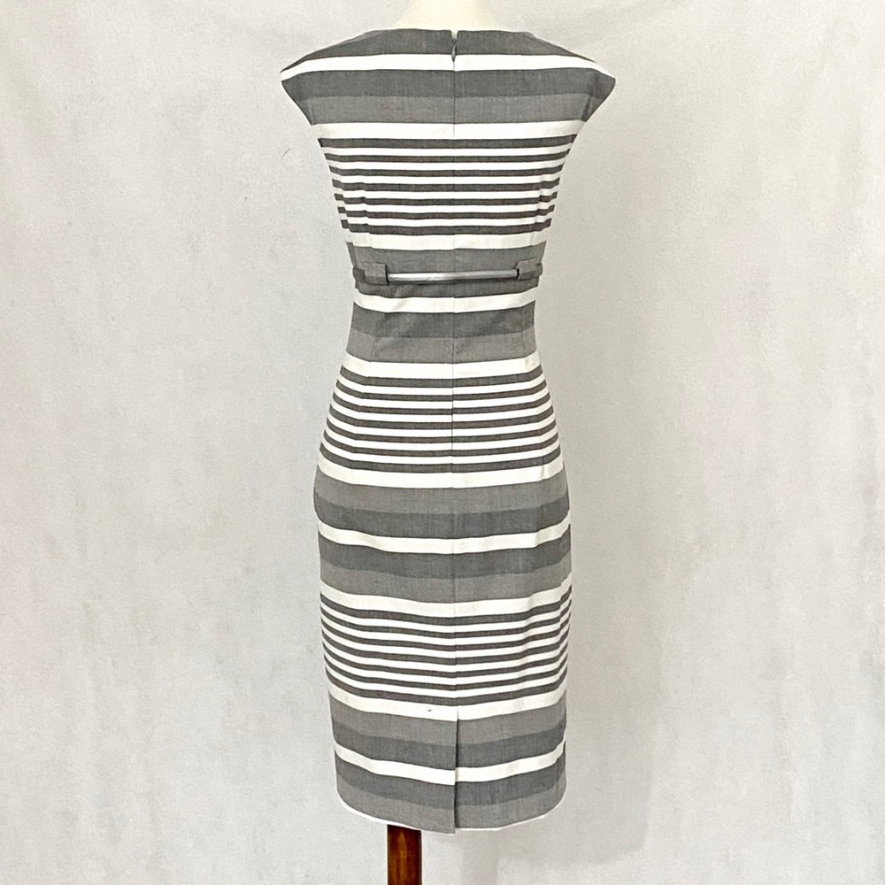 Calvin Klein Gray Striped Belted Sheath Dress - Picture 7 of 11